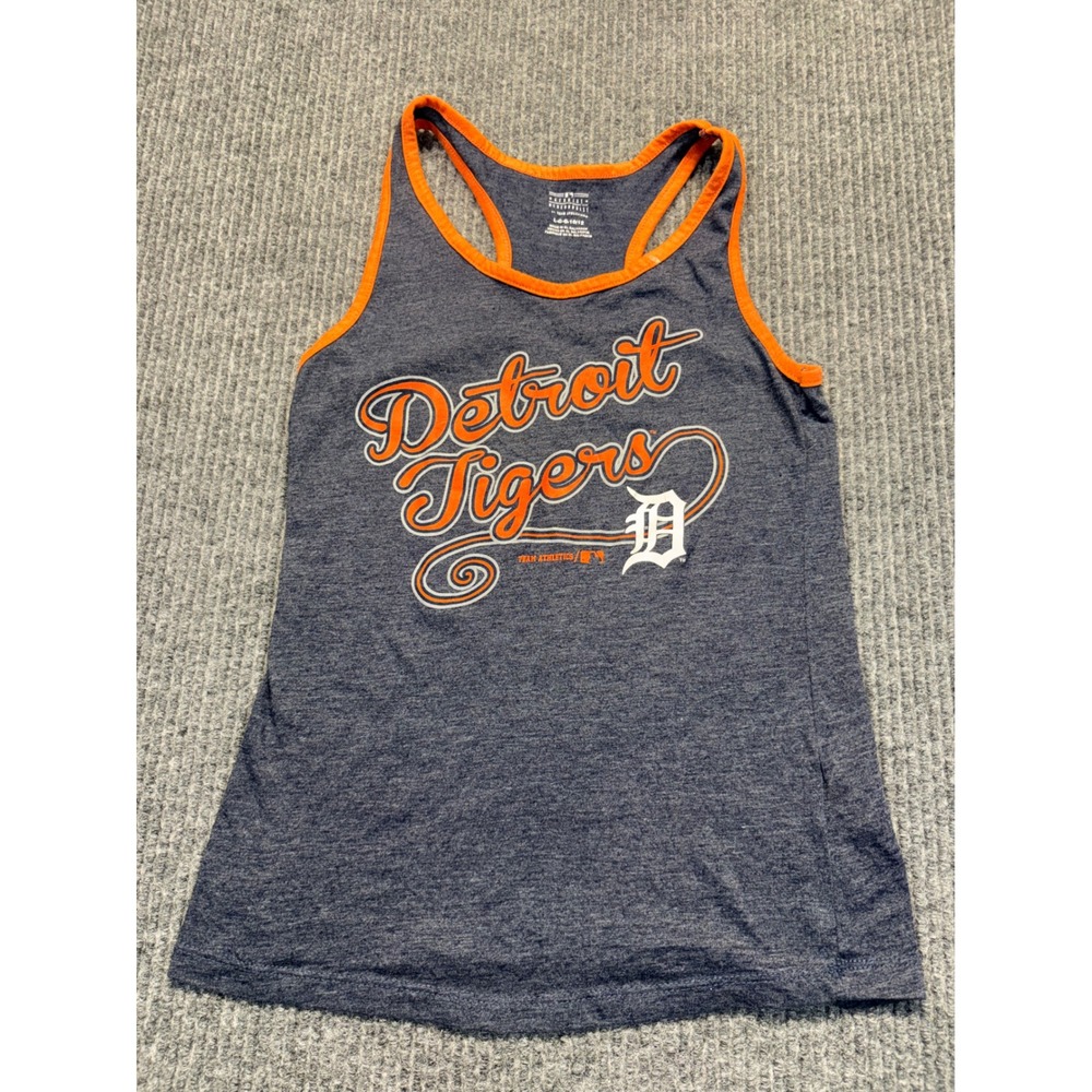 Detroit Tigers Kids Girls Tank Top Navy Orange MLB Team Athletics Size L 10/12